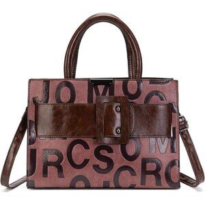 Women’s Coffee Crocodile Pattern Satchel Handbag Stylish Tote Purse Shoulder Bag